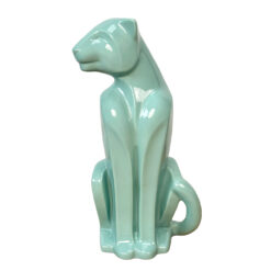 Vintage 21" Art Deco Celadon Green Porcelain Panther Floor Statue