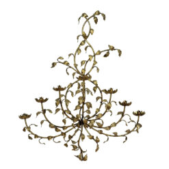 Vintage 47" Italian Rococo Gold Gilded Floral Vine Wall Hanging Candle Holder Sconce