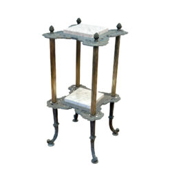 Antique Victorian 2-Tier Iron Plant Stand w/ Marble Top