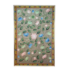 Vintage 4x6 Hindu Lotus Pond Pichwai Framed Wall Panel Art