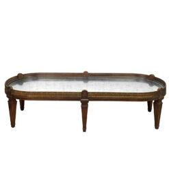 Vintage Neoclassical Mahogany Mirrored Oval Surtout De Coffee Table
